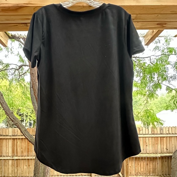 Z Supply Faux Suede V Neck Rounded Hem Black Pocket Tee Large - Picture 7 of 16